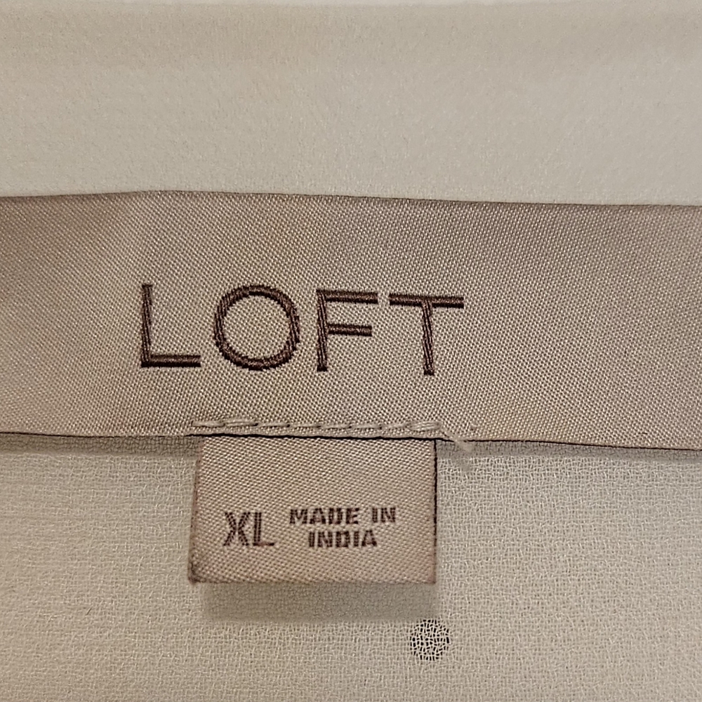 LOFT Cream and Black Square Neck Long Sleeve Blouse - Picture 6 of 6